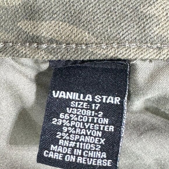 VANILLASTAR Women's Shorts Green Camouflage Mid Rise Cotton Pockets Zip Size 17 - Picture 12 of 13